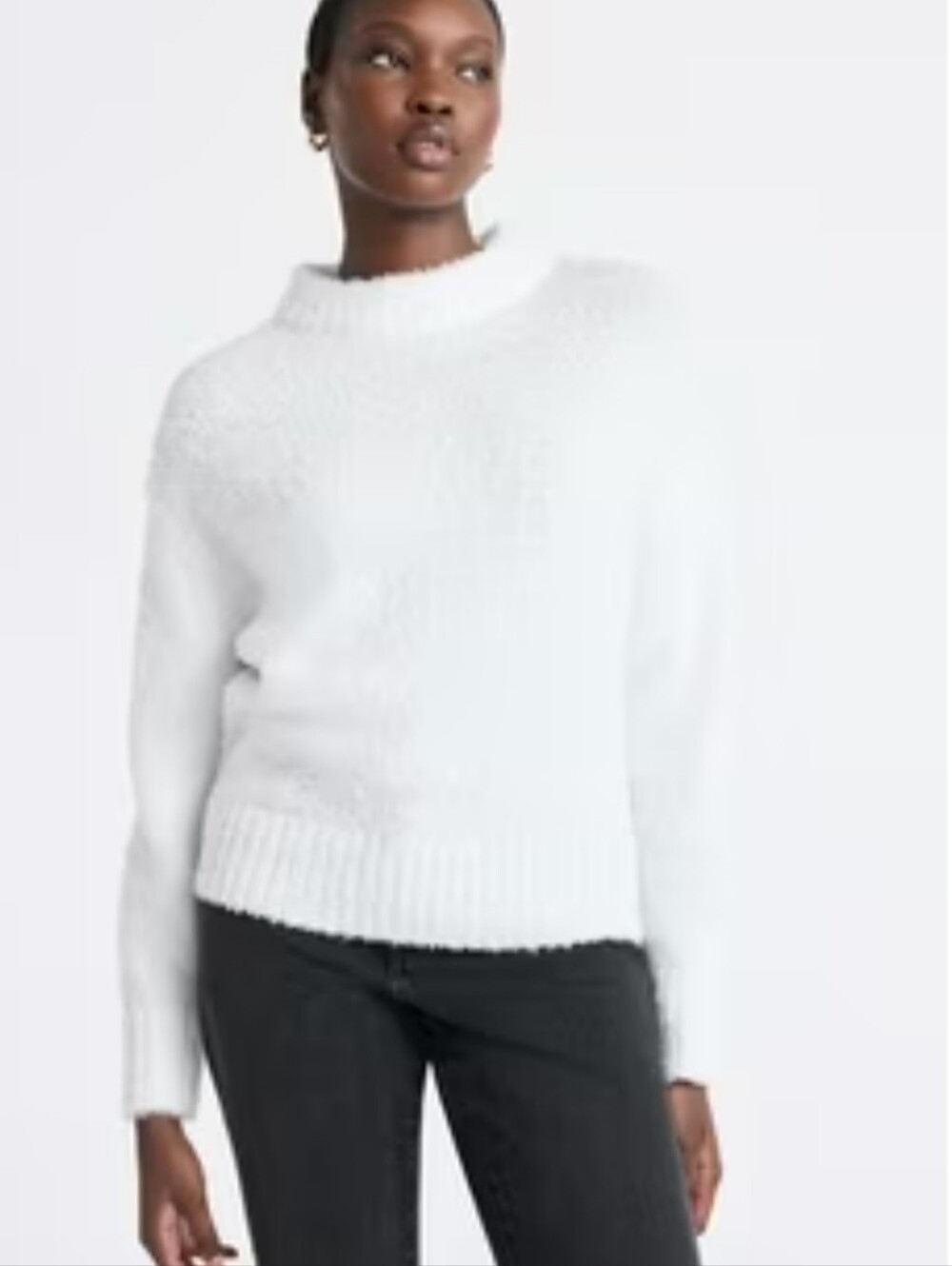 Women’s White Chunky Mock Neck Sweater